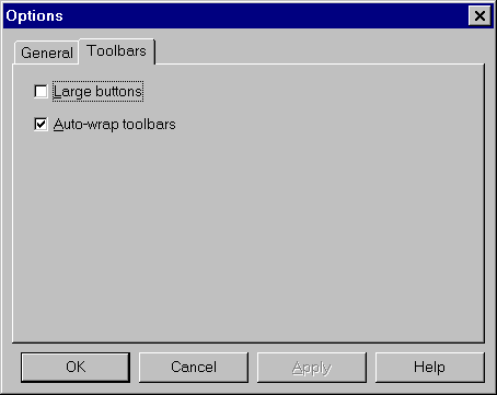 Toolbars Options Property Page
